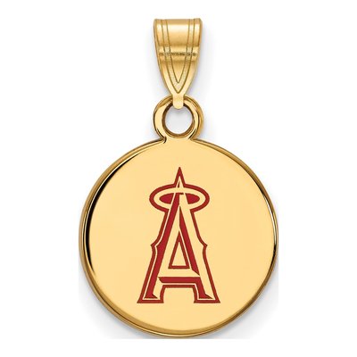 Los Angeles Angels Gold-Plated Sterling Silver Small LA Enamel Disc Pendant