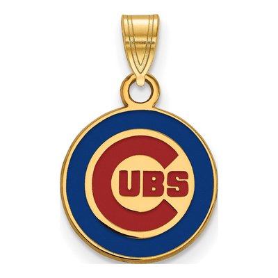 Chicago Cubs Gold-Plated Sterling Silver Small Enamel Pendant