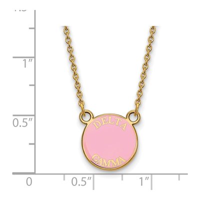 Delta Gamma Gold-Plated Sterling Silver Sorority Text Small Color Enamel Necklace – view 2