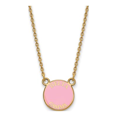 Delta Gamma Gold-Plated Sterling Silver Sorority Text Small Color Enamel Necklace