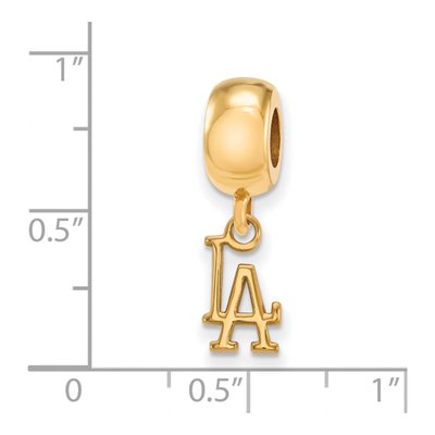 Los Angeles Dodgers Gold-Plated Sterling Silver Extra Small LA Dangle Bead – view 3