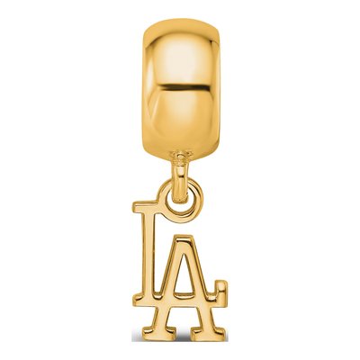 Los Angeles Dodgers Gold-Plated Sterling Silver Extra Small LA Dangle Bead – view 4