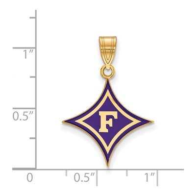 Furman University Gold-Plated Sterling Silver Large Enameled Pendant – view 2