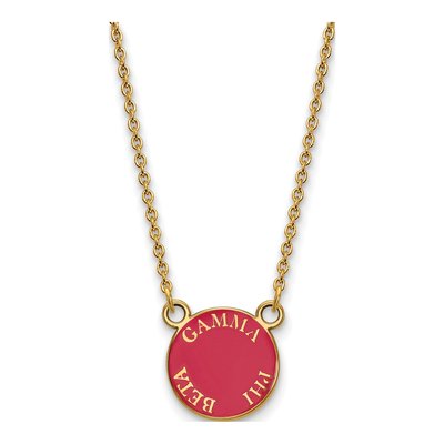 Gamma Phi Beta Gold-Plated Sterling Silver Sorority Text Small Color Enamel Necklace