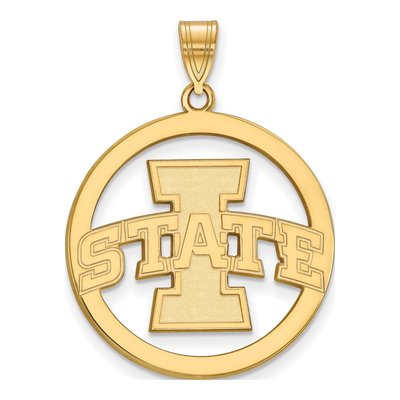 Iowa State University Gold-Plated Sterling Silver Extra Large Circle Pendant