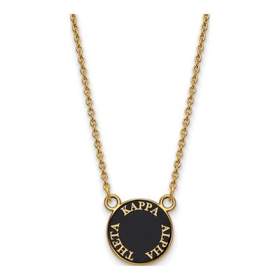 Kappa Alpha Theta Gold-Plated Sterling Silver Sorority Text Small Color Enamel Necklace