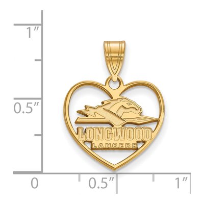 Longwood University Gold-Plated Sterling Silver Medium Lancers Heart Pendant – view 2
