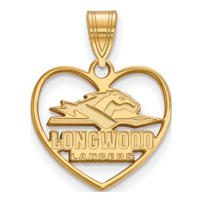 Longwood University Gold-Plated Sterling Silver Medium Lancers Heart Pendant