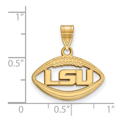 Louisiana State University Gold-Plated Sterling Silver Medium LSU Football Pendant – view 2