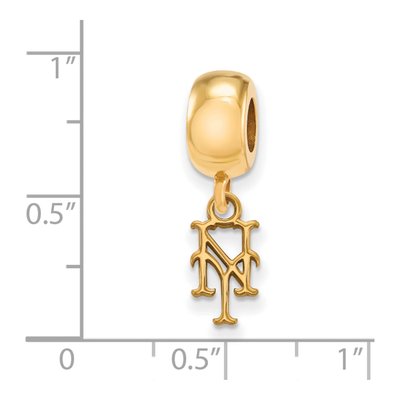 New York Mets Gold-Plated Sterling Silver Extra Small NY Dangle Bead – view 3
