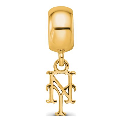 New York Mets Gold-Plated Sterling Silver Extra Small NY Dangle Bead – view 4