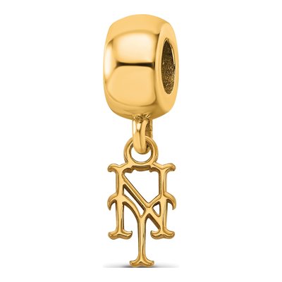 New York Mets Gold-Plated Sterling Silver Extra Small NY Dangle Bead