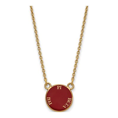 Pi Beta Phi Gold-Plated Sterling Silver Sorority Text Small Color Enamel Necklace