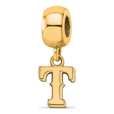 Texas Rangers Gold-Plated Sterling Silver Extra Small Letter T Dangle Bead