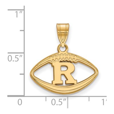 Rutgers University Gold-Plated Sterling Silver Medium Football Letter R Pendant – view 2
