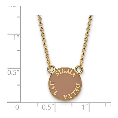 Sigma Delta Tau Gold-Plated Sterling Silver Sorority Text Small Color Enamel Necklace – view 2