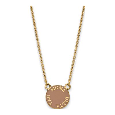 Sigma Delta Tau Gold-Plated Sterling Silver Sorority Text Small Color Enamel Necklace