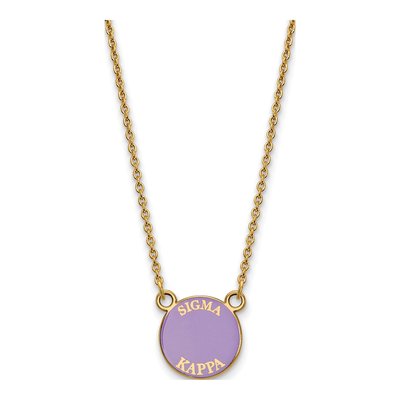Sigma Kappa Gold-Plated Sterling Silver Sorority Text Small Color Enamel Necklace