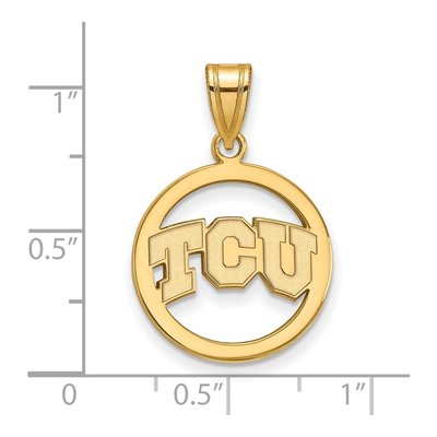 Texas Christian University Gold-Plated Sterling Silver Medium TCU Horned Frogs Pendant – view 2