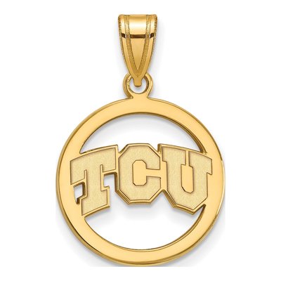 Texas Christian University Gold-Plated Sterling Silver Medium TCU Horned Frogs Pendant