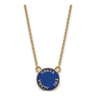 Theta Phi Alpha Gold-Plated Sterling Silver Sorority Text Small Color Enamel Necklace