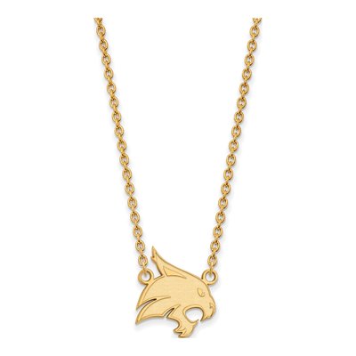 Texas State University Gold-Plated Sterling Silver Large Bobcat Necklace