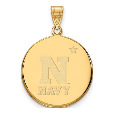 United States Naval Academy Gold-Plated Sterling Silver US Large Disc Pendant