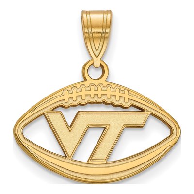 Virginia Tech Gold-Plated Sterling Silver Medium V-T Football Pendant