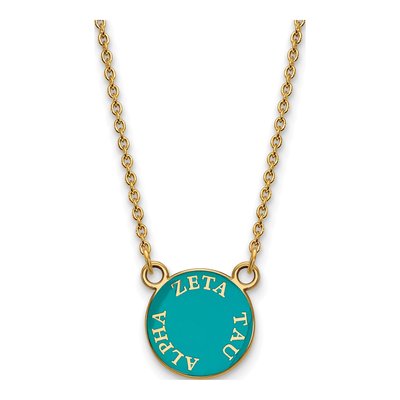 Zeta Tau Alpha Gold-Plated Sterling Silver Sorority Text Small Color Enamel Necklace
