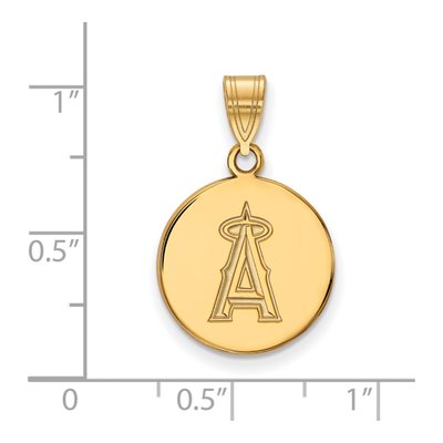 Los Angeles Angels Gold-Plated Sterling Silver Medium LA Disc Pendant – view 2