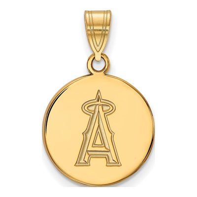 Los Angeles Angels Gold-Plated Sterling Silver Medium LA Disc Pendant
