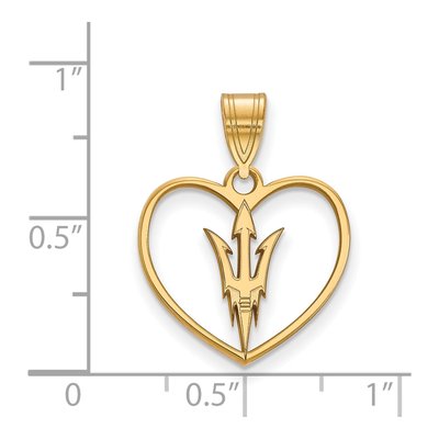 Arizona State University Gold-Plated Sterling Silver Medium Pitchfork Heart Pendant – view 2