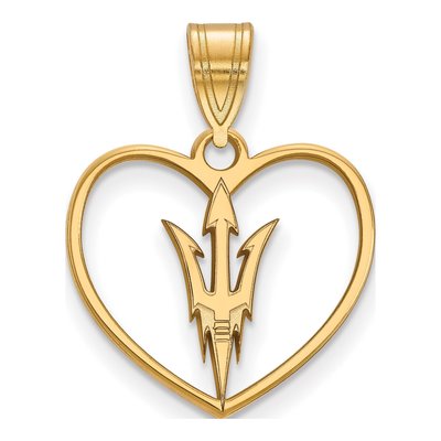 Arizona State University Gold-Plated Sterling Silver Medium Pitchfork Heart Pendant