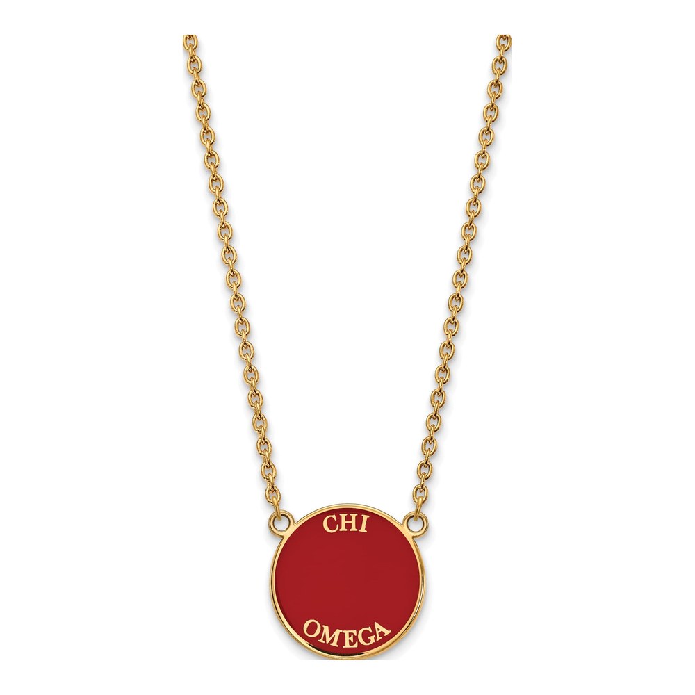 Chi Omega Gold-Plated Sterling Silver Large Sorority Pendant Necklace