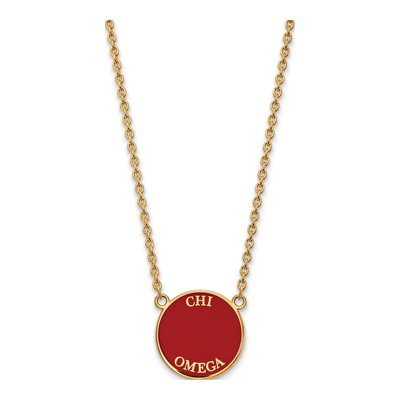 Chi Omega Gold-Plated Sterling Silver Large Sorority Pendant Necklace