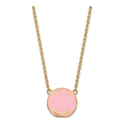Delta Gamma Gold-Plated Sterling Silver Sorority Text Large Color Enamel Necklace