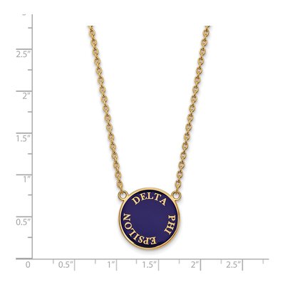 Delta Phi Epsilon Gold-Plated Sterling Silver Sorority Text Large Color Enamel Necklace – view 2