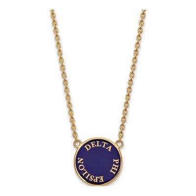 Delta Phi Epsilon Gold-Plated Sterling Silver Sorority Text Large Color Enamel Necklace
