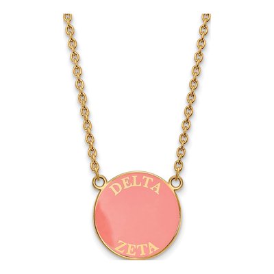 Delta Zeta Gold-Plated Sterling Silver Large Sorority Pendant Necklace