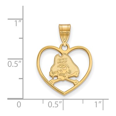 East Carolina University Gold-Plated Sterling Silver Medium Pirates Heart Pendant – view 2