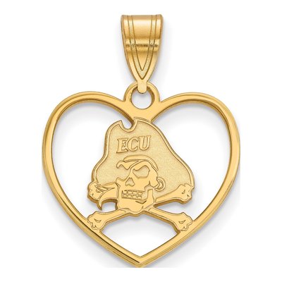 East Carolina University Gold-Plated Sterling Silver Medium Pirates Heart Pendant