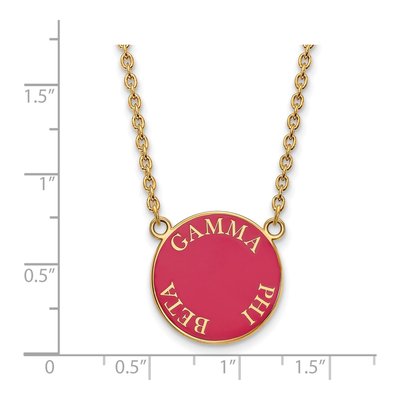 Gamma Phi Beta Gold-Plated Sterling Silver Sorority Text Large Color Enamel Necklace – view 2