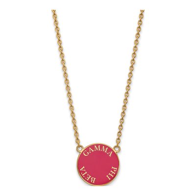 Gamma Phi Beta Gold-Plated Sterling Silver Sorority Text Large Color Enamel Necklace