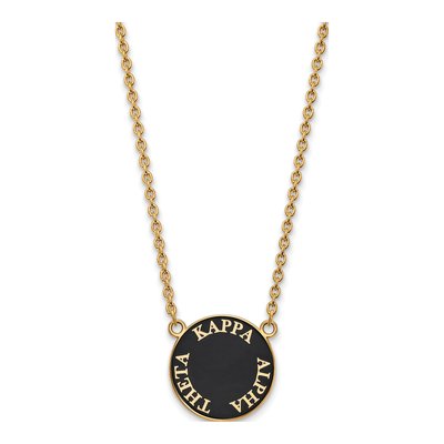 Kappa Alpha Theta Gold-Plated Sterling Silver Sorority Text Large Color Enamel Necklace