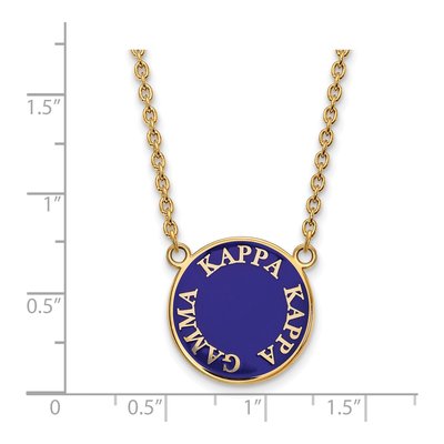 Kappa Kappa Gamma Gold-Plated Sterling Silver Sorority Text Large Color Enamel Necklace – view 2