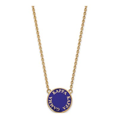 Kappa Kappa Gamma Gold-Plated Sterling Silver Sorority Text Large Color Enamel Necklace