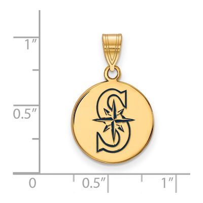 Seattle Mariners Gold-Plated Sterling Silver Medium Enamel Pendant – view 2