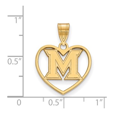 Miami University Gold-Plated Sterling Silver Medium Ohio Heart Letter M Pendant – view 2