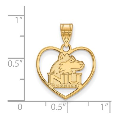 Northern Illinois University Gold-Plated Sterling Silver Medium NIU Huskies Heart Pendant – view 2