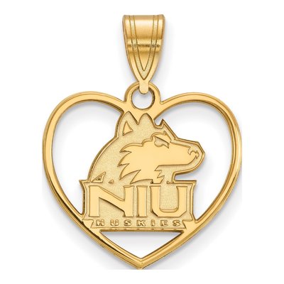 Northern Illinois University Gold-Plated Sterling Silver Medium NIU Huskies Heart Pendant